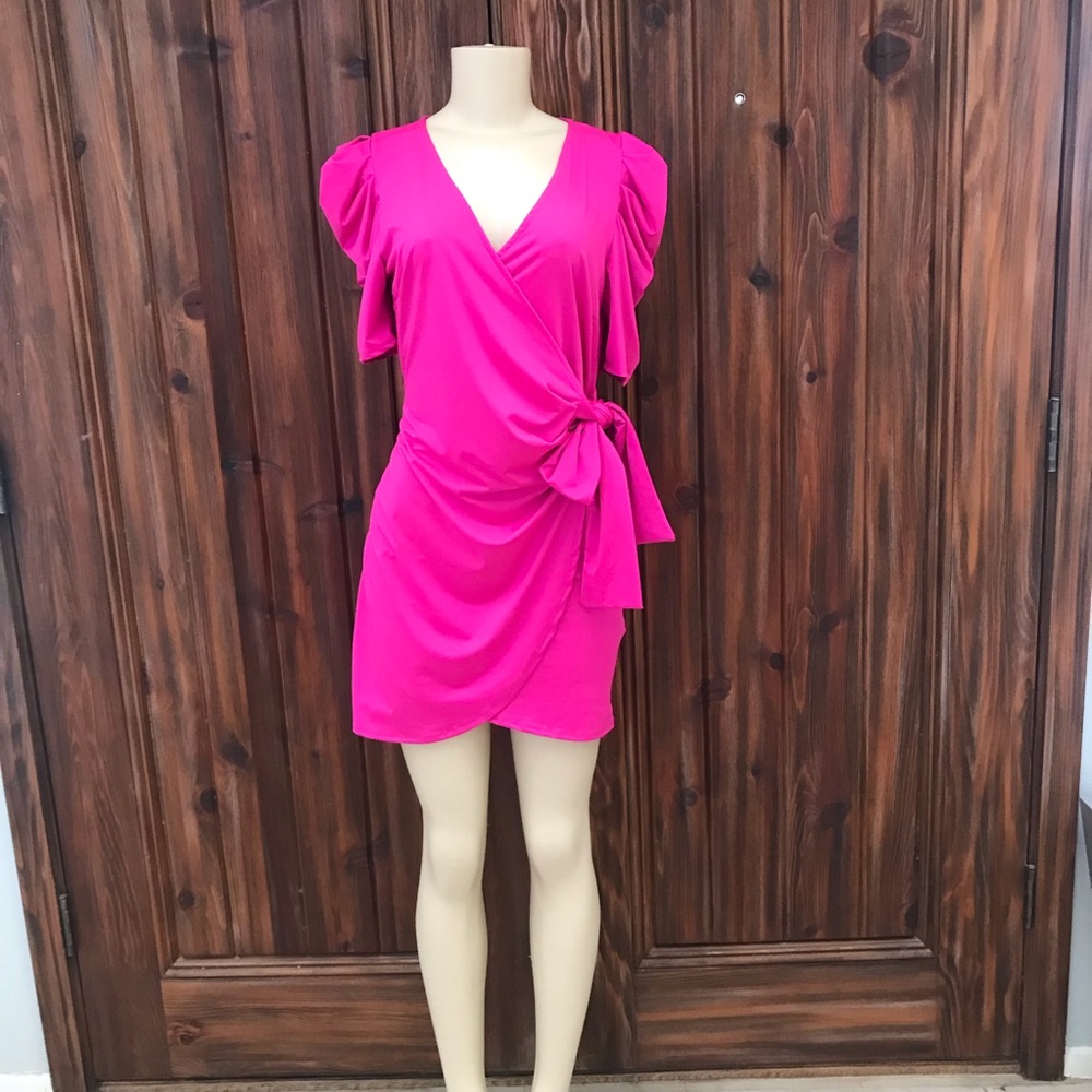 Pink Faux Wrap Dress